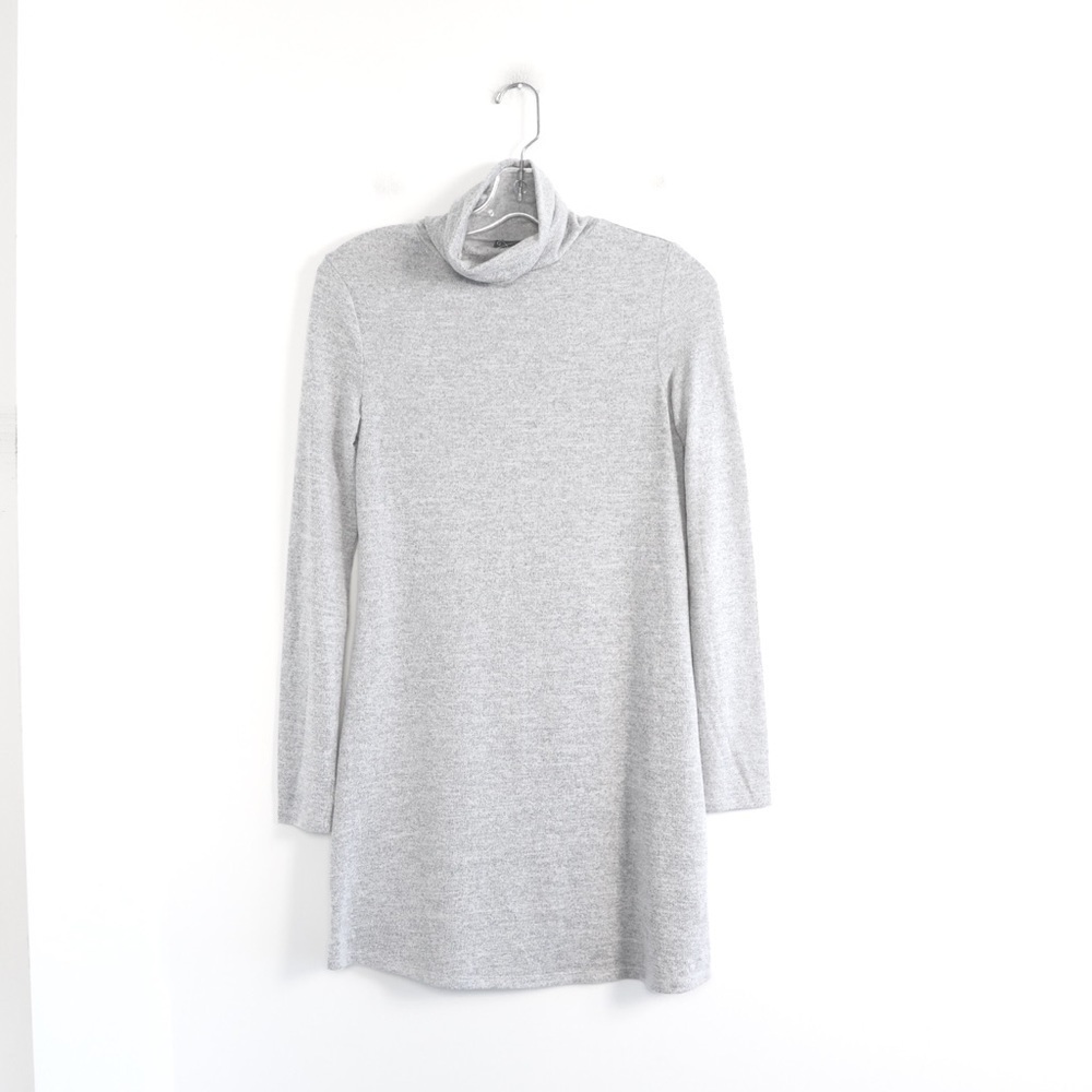 Gentle Fawn knit stretch sweater dress mini mock neck XS shift light grey soft